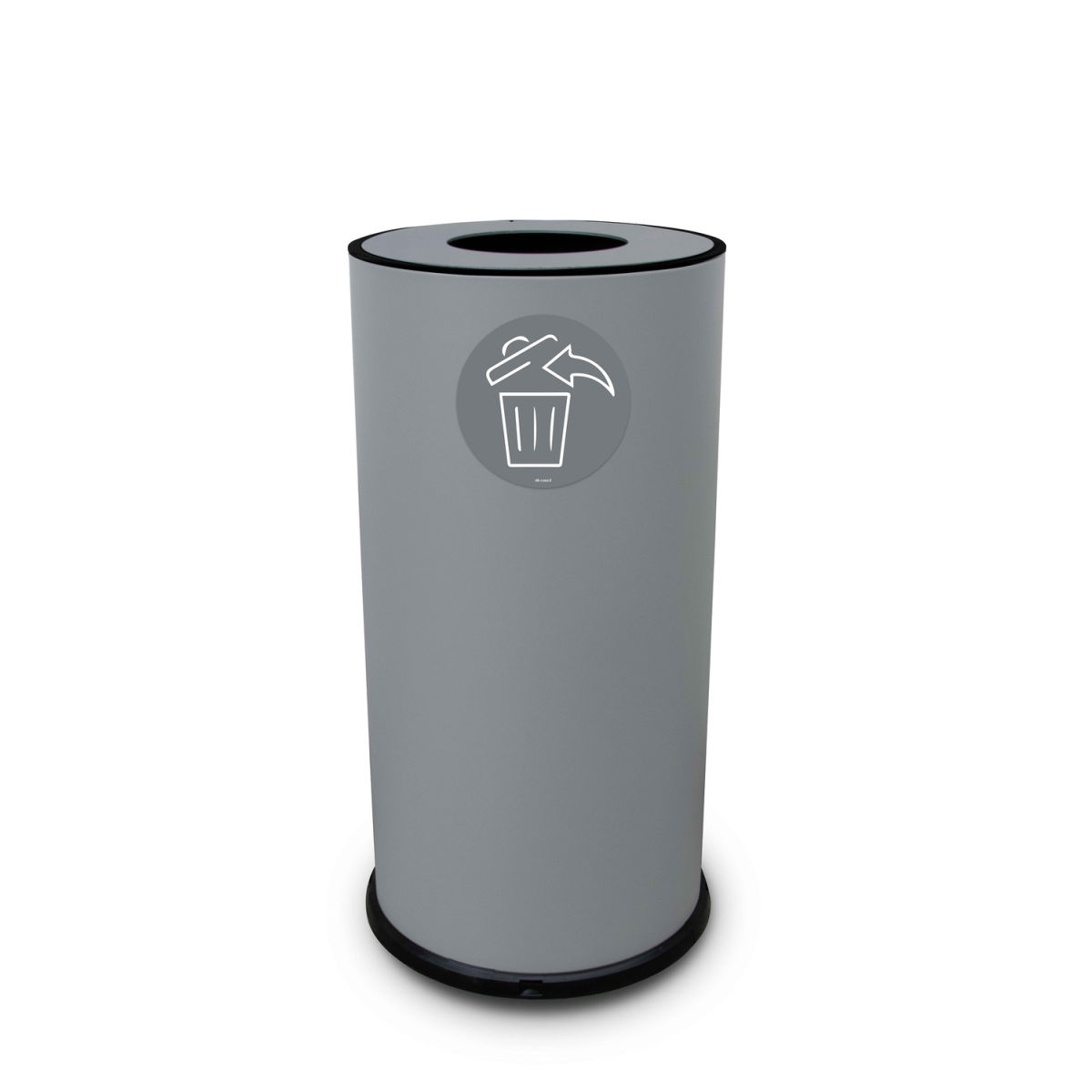 STIL CASA Stil Casa Recyclingbehälter, Ø 35 x H. 72 cm, Stahl lackiert, ein Fach, magnetisches Piktogramm, 70 Liter, schwarz. 68 l, 35x35x35x72 cm (LxBxØxH); grau