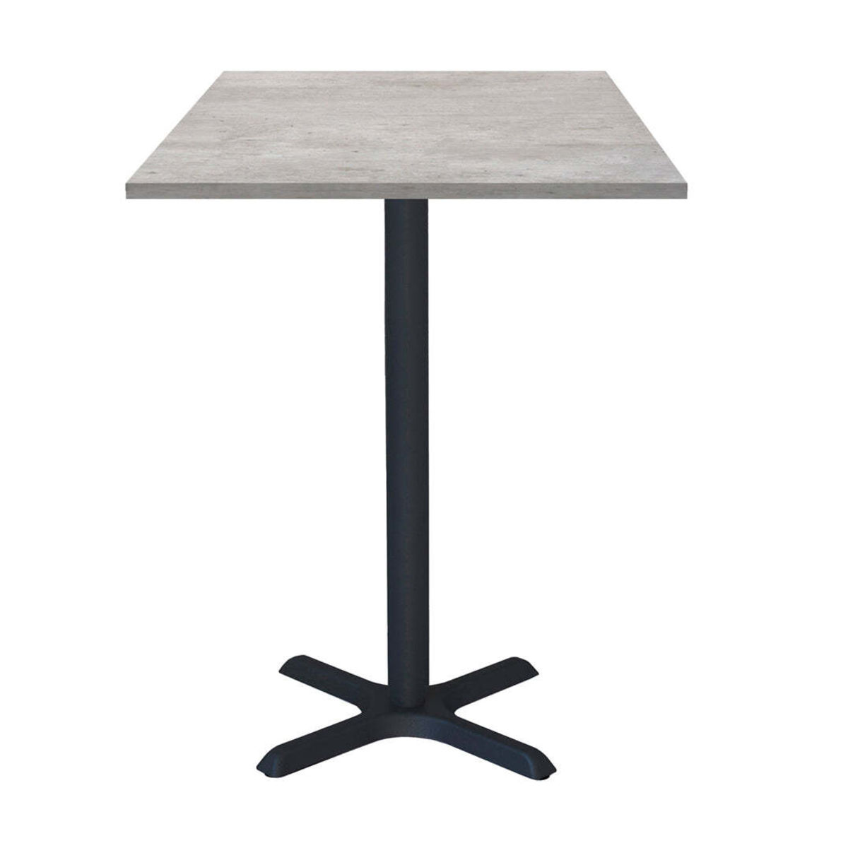 RestooTab Stehtisch Dina quadratisch - Dekor Stein 60x60x112 cm (LxBxH); Platte grau/beton, Gestell schwarz; quadratisch