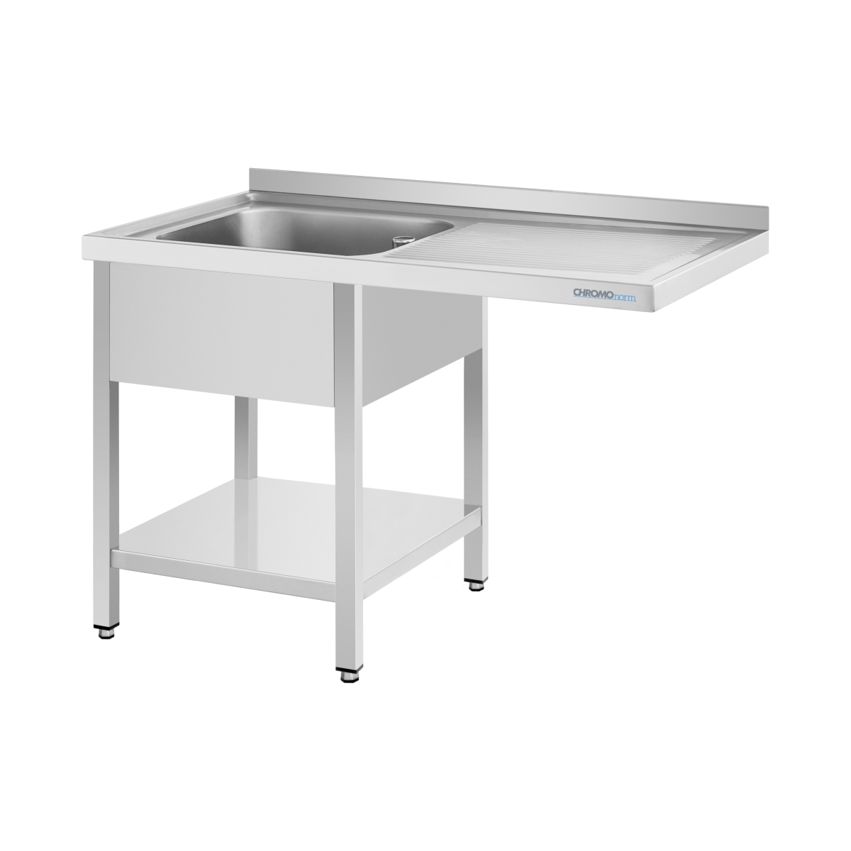 CHROMOnorm Spülcenter mit 1 Becken links und Zwischenboden 120x90x60 cm (BxHxT); grau