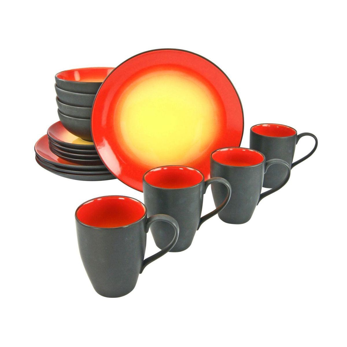 VERDE CALDO - Servizio da 16 pezzi CreaTable; rosso