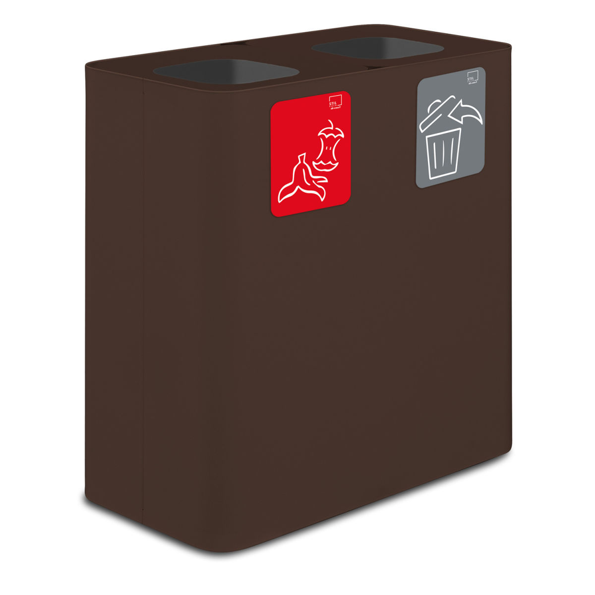 STIL CASA Stil Casa PURE Abfallsammelsystem, mit zwei Fächern 200 l, 77x39x80.5 cm (LxBxH); rostbraun; rechteckig
