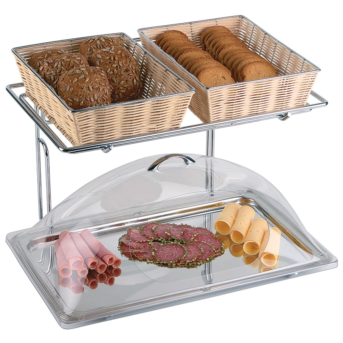 APS Buffetgestell DOPPELDECKER, Metall verchromt 49.5x38x38 cm (LxBxH); silber; rechteckig