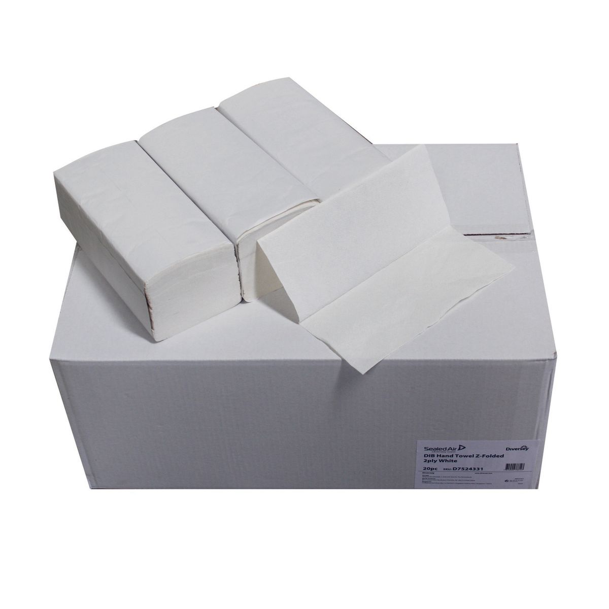 Diversey V-Falz Falthandtücher naturweiß 2-lagig, Aus recyceltem Papier, passend für den Spender D1228913 0.56x0.4x0.27 cm (LxBxH); weiß; 20 Stück / Pack