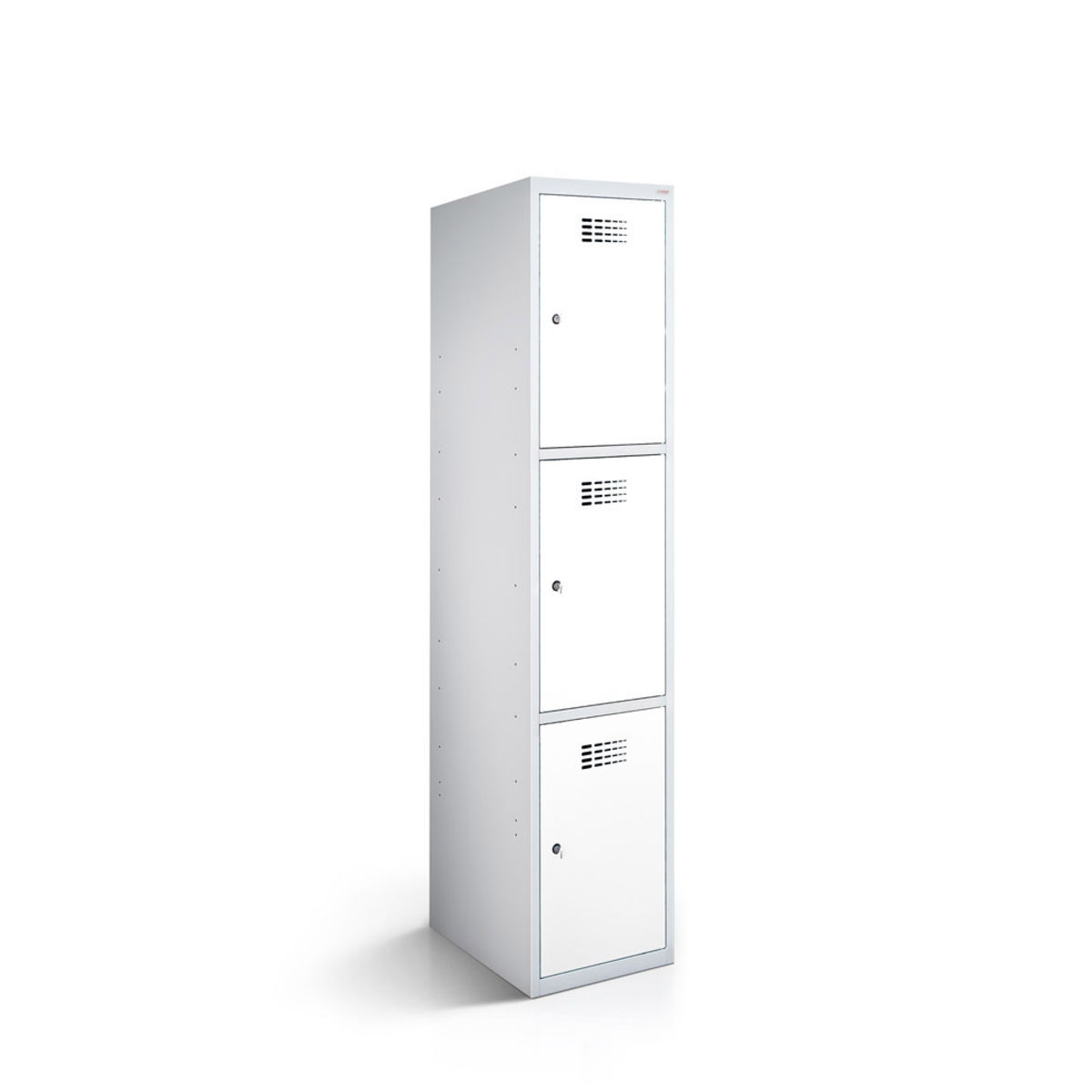 rotstahl Fächerschrank 3 Fächer mit lichtgrauem Korpus 40x50x180 cm (BxTxH); weiß