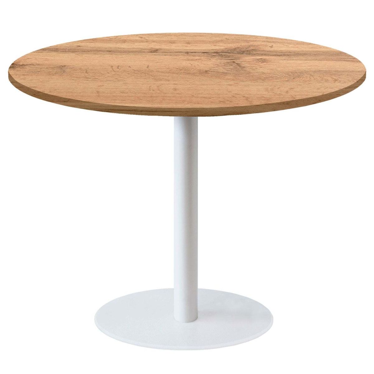 RestooTab Tisch Rome XL rund Gestell weiß - Dekor Holz & Uni 120x120x75x120 cm (LxBxHxØ); eiche; Gestell schwarz; rund