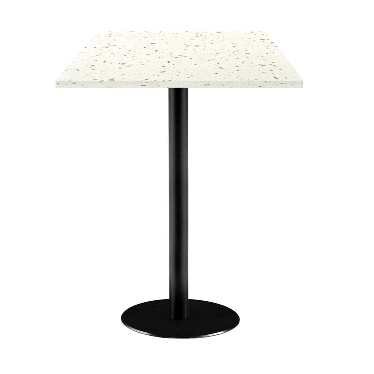 RestooTab Stehtisch Rome quadratisch - Dekor Stein 60x60x113 cm (LxBxH); Platte terrazzo, Gestell schwarz; quadratisch
