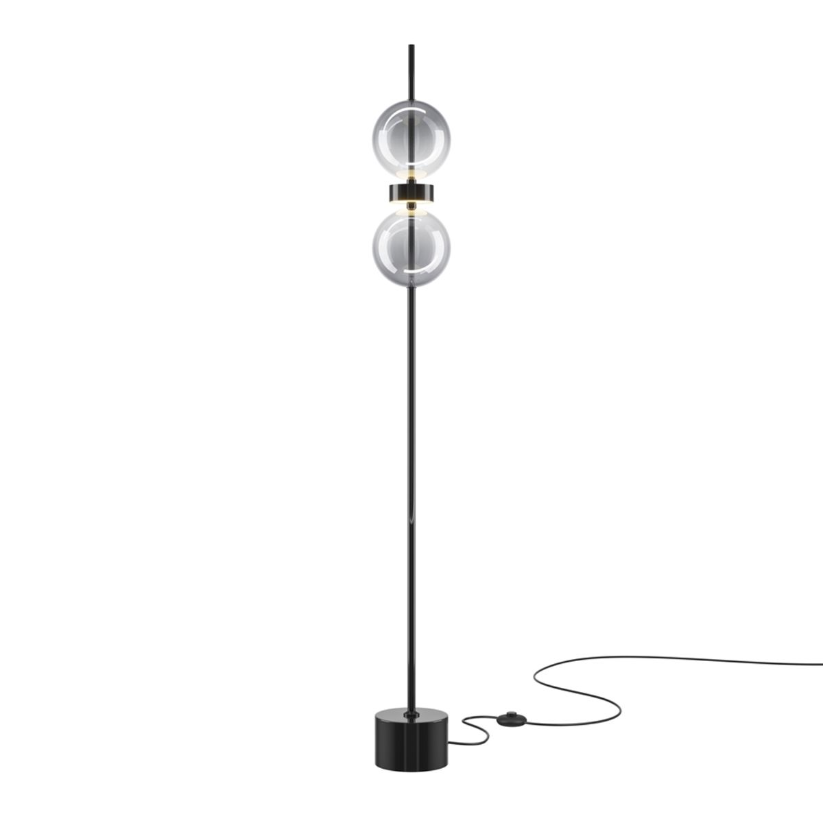 Maytoni Maytoni Stehleuchte Double Moon Schwarz, aus Metall, LED, 1600lm, 3000K; 16x16x146x16 cm (LxBxHxØ); schwarz; Gestell schwarz