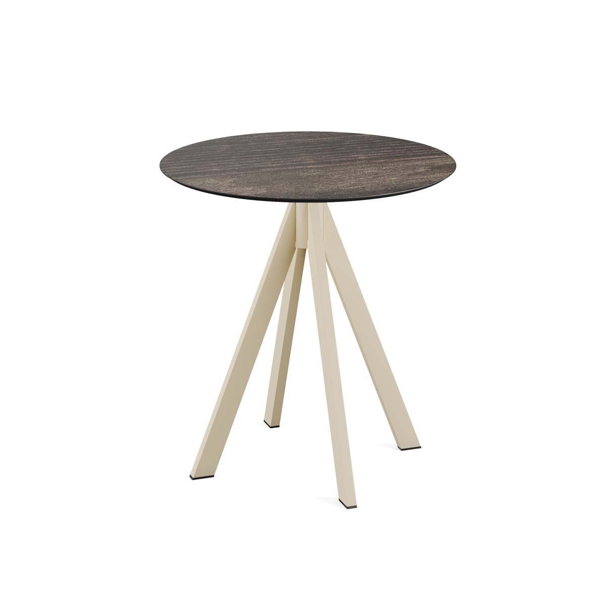 Feros Terrassentisch Infinity Sand Gestell + HPL rund 73.2x70 cm (HxØ); dunkelbraun; rund