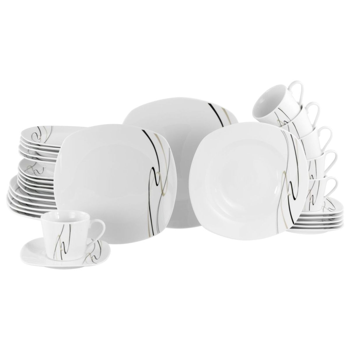Amelie Piazza - Servizio combinato da 30 pezzi CreaTable; bianco