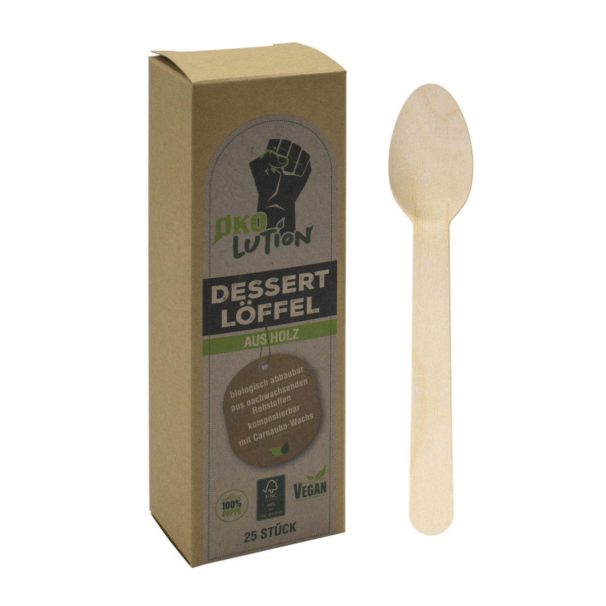 Ökolution Holzdessertlöffel 14 cm (L); natur; 2500 Stück / Pack