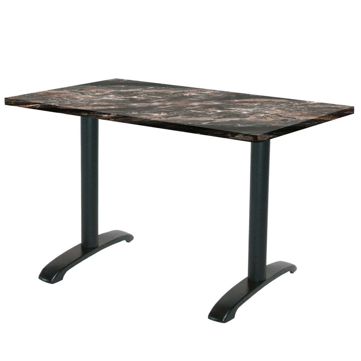 RestooTab Tisch Bazila rechteckig - Dekor Stein & Holz 160x80x74 cm (LxBxH); Platte schwarz, Gestell schwarz; rechteckig