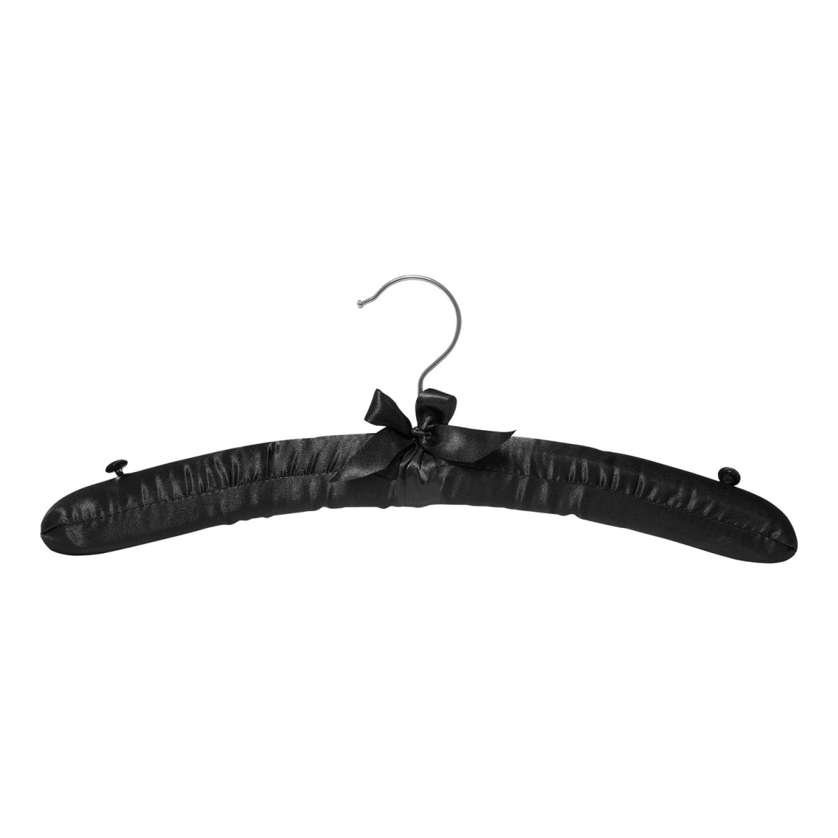 Gruccie appendiabiti imbottite in raso Burlington CORBY; 4x14.5 cm (LxH); nero; 100 pz. / Pacco