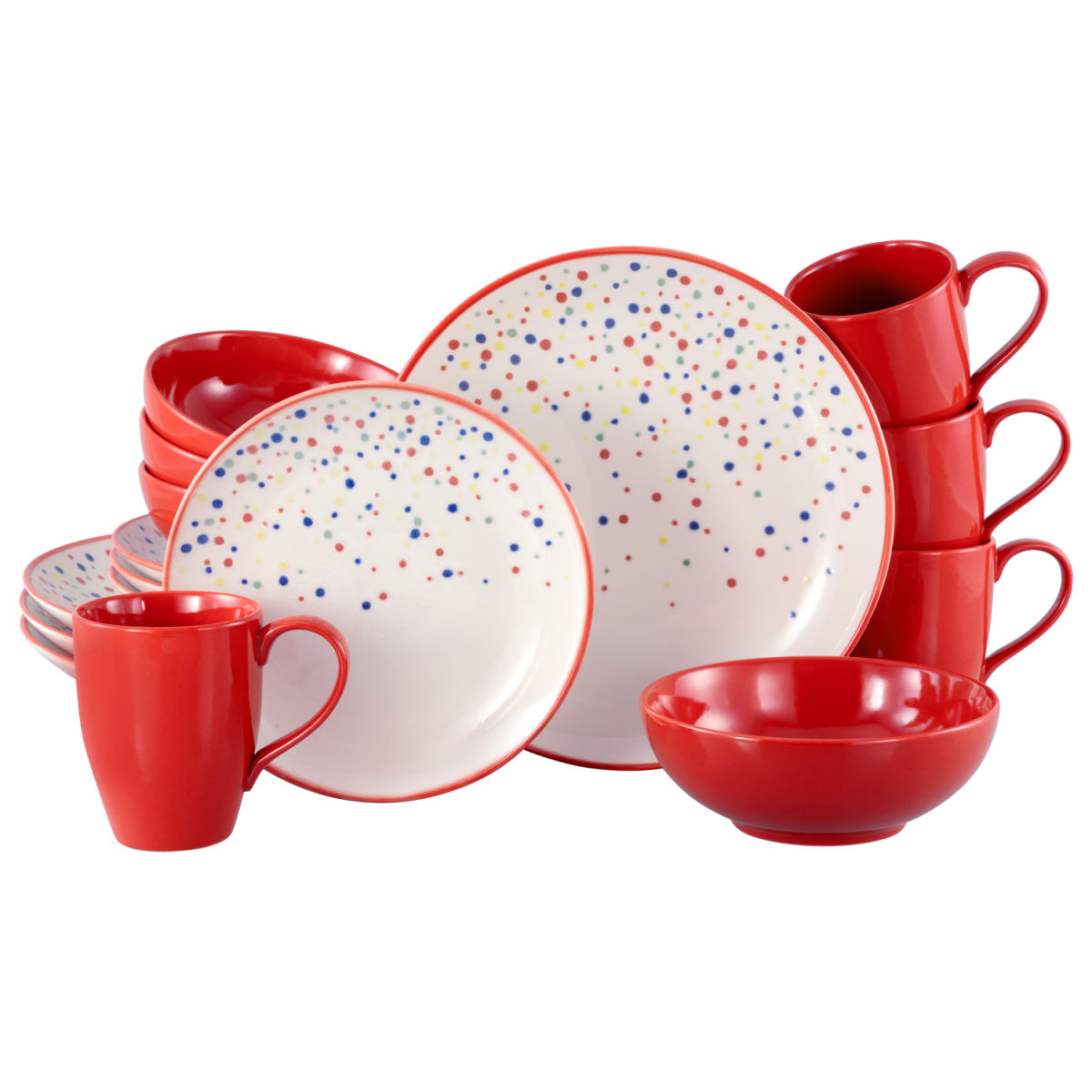 CreaTable Joy Rot-bunt - Kombiservice 16-tlg mehrfarbig