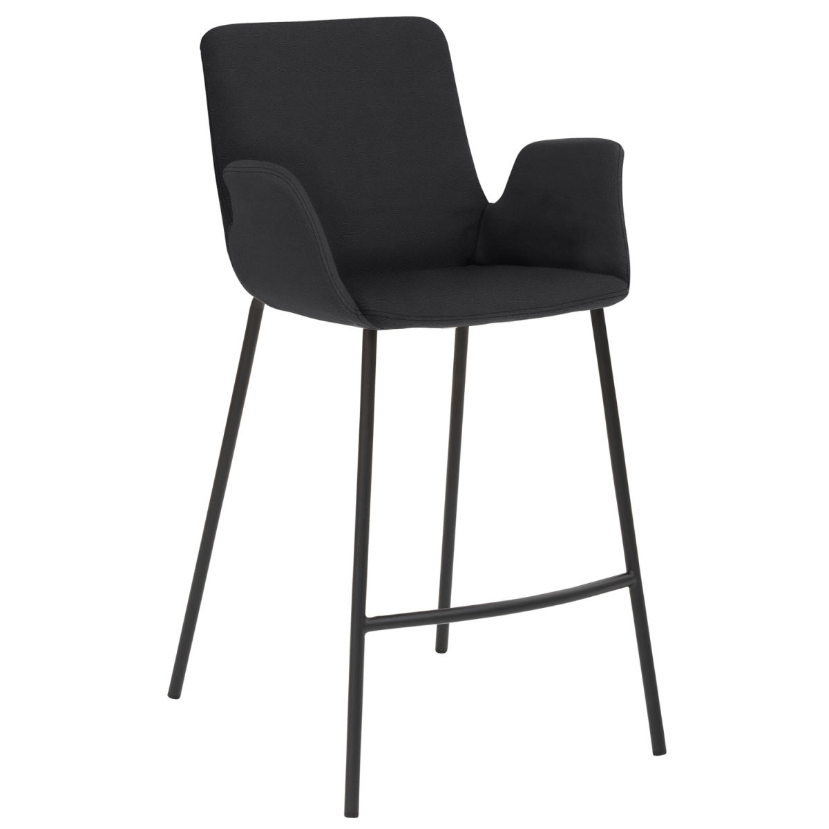 Mayer Sitzmöbel Tresenhocker mit Armlehnen, Vierfuß-Gestell, Mikrofaser in Lederoptik Gestell schwarz 53x49x95 cm (BxTxH); Sitz anthrazit, Gestell schwarz