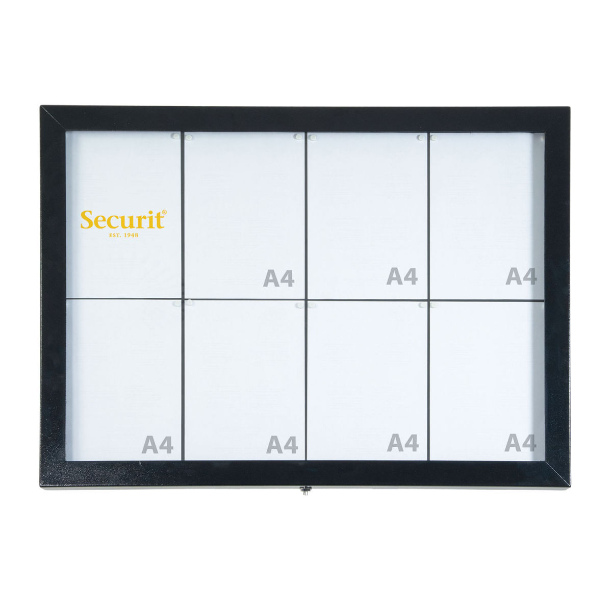 Espositore porta-carte LED A4 Black Star XXL - Acciaio verniciato nero - 8 facciate Securit; 91.5x22x67 cm (LxPxH); nero