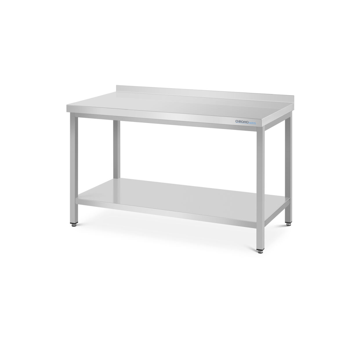 CHROMOnorm Arbeitstisch mit Zwischenboden, mit Tischplatte hinten auf 120x90x60 cm (BxHxT); grau