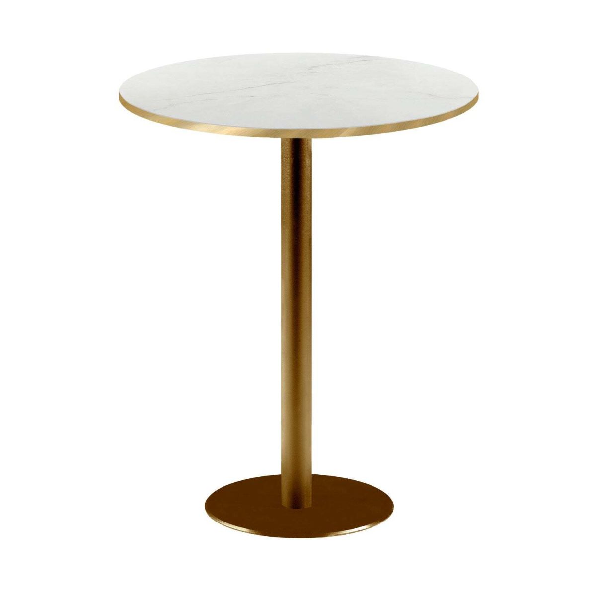 RestooTab Stehtisch Rome rund Gestell goldmetallic - Kanten messingfarben 113x60 cm (HxØ); Platte weiß/beige/messing, Gestell messing; rund