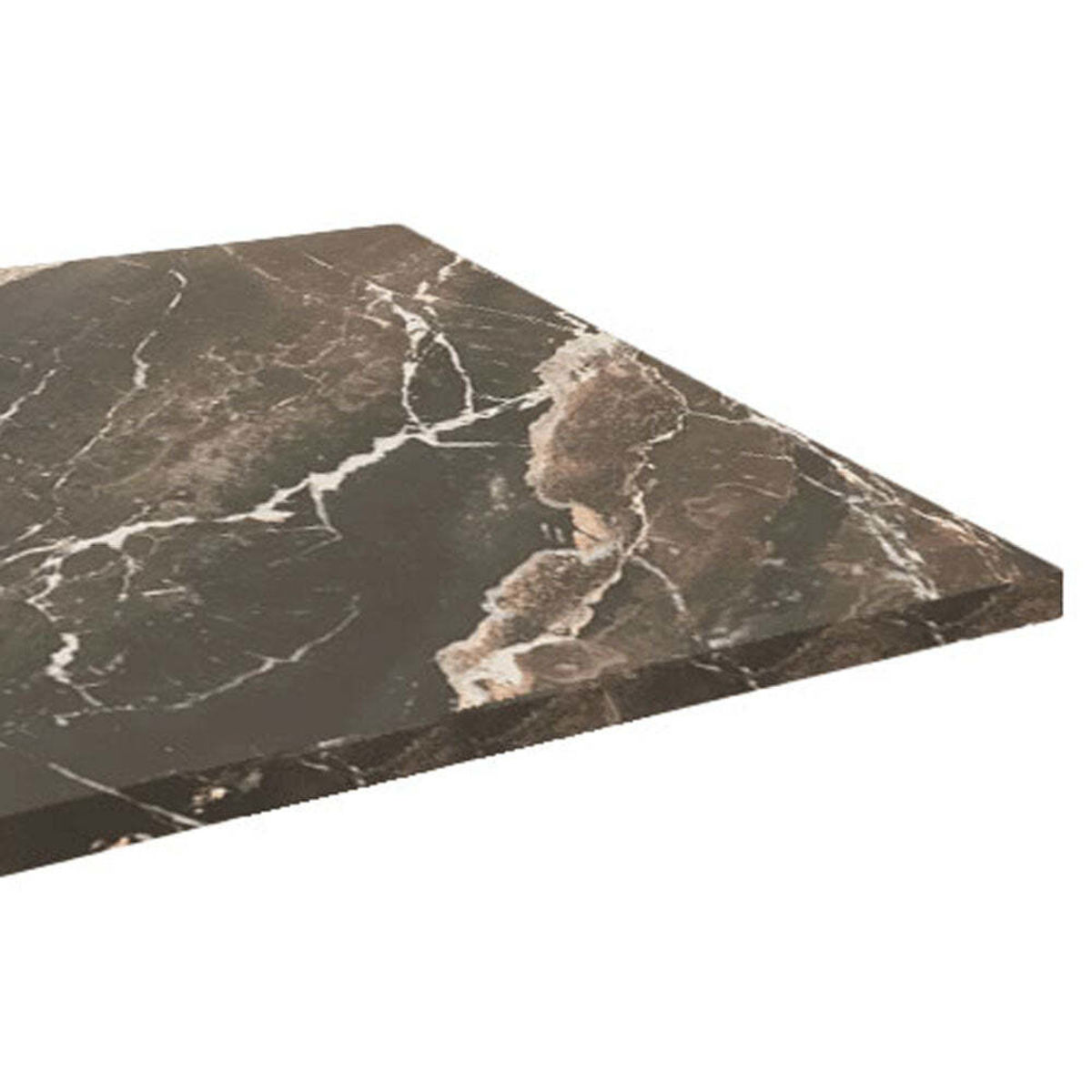 Piano tavolo quadrato, decoro in marmo scuro RestooTab; 60x60 cm (LxL); nero/marrone/marmorizzato; quadrata
