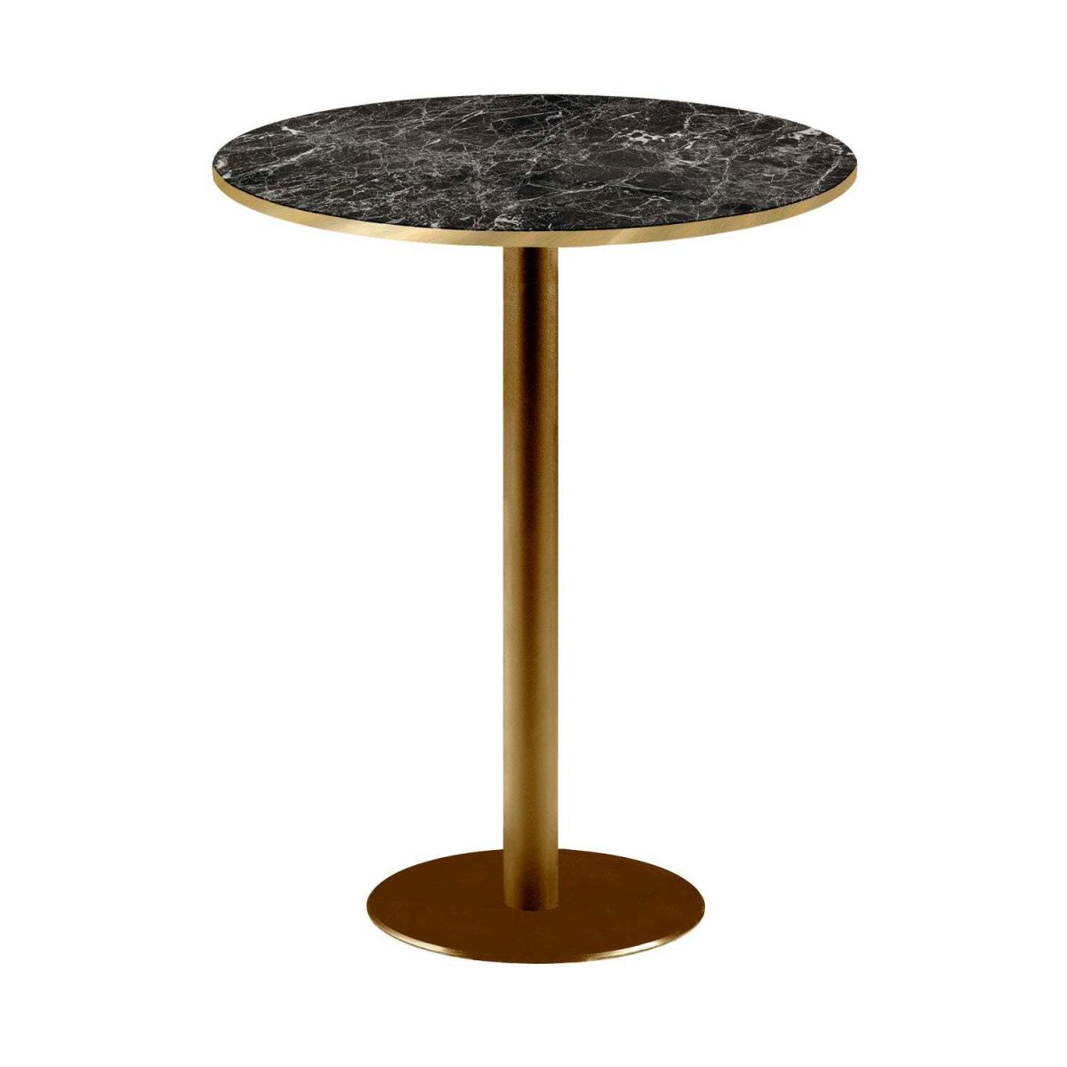 RestooTab Stehtisch Rome rund Gestell goldmetallic - Kanten messingfarben 113x60 cm (HxØ); Platte schwarz/marmoriert/messing, Gestell messing; rund