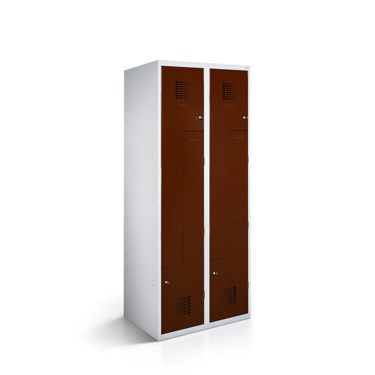 rotstahl Z-Spind 4 Türen mit lichtgrauem Korpus 80x50x180 cm (BxTxH); mahagoni