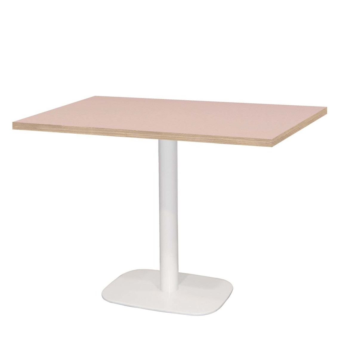 Tavolo Round rettangolare base bianco - laminato tinta unita RestooTab; 120x70x75 cm (LxLxH); rosa antico/marrone; rettangolare