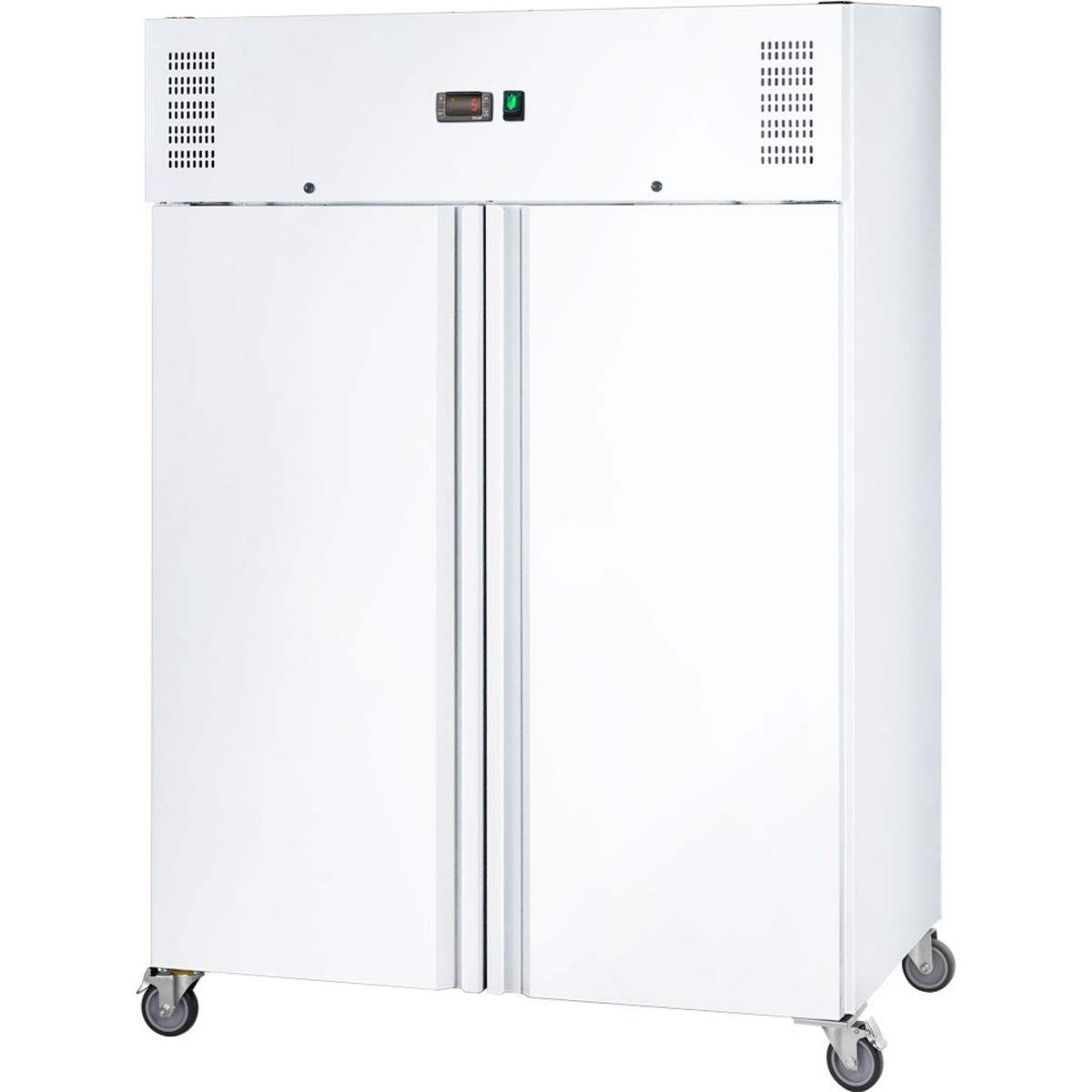 Stalgast STARLINE Doppeltür-Kühlschrank GN 2/1, weiß, fahrbar, 0,35 kW 134x200x81 cm (BxHxT); weiß