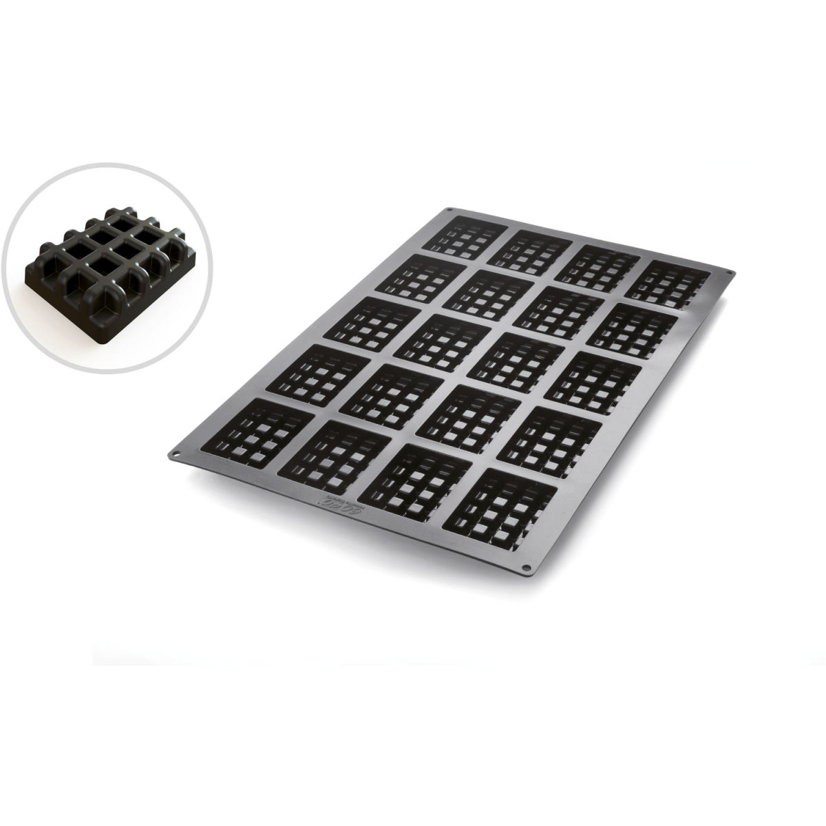 Schneider Silikonbackform Waffel 113 ml, 60x40x2.4 cm (LxBxH); schwarz