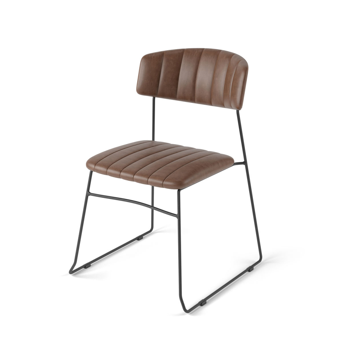 Feros Mundo Stapelstuhl, kunstleder gepolstert, feuerhemmend 54x55x79 cm (BxTxH); braun; 4 Stück / Pack