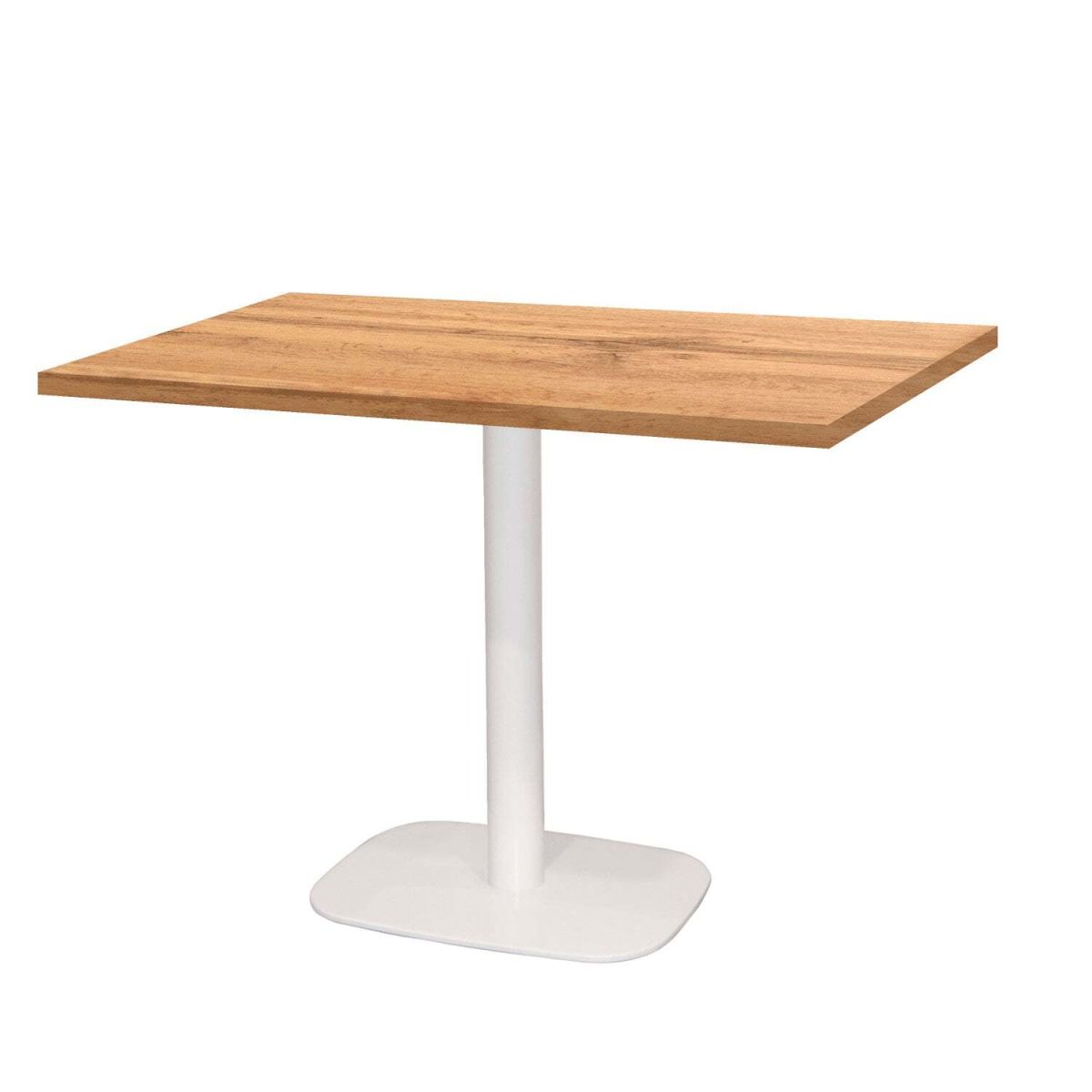 RestooTab Tisch Round rechteckig Gestell weiß - Dekor Holz & Uni 120x70x75 cm (LxBxH); Platte eiche, Gestell weiß; rechteckig