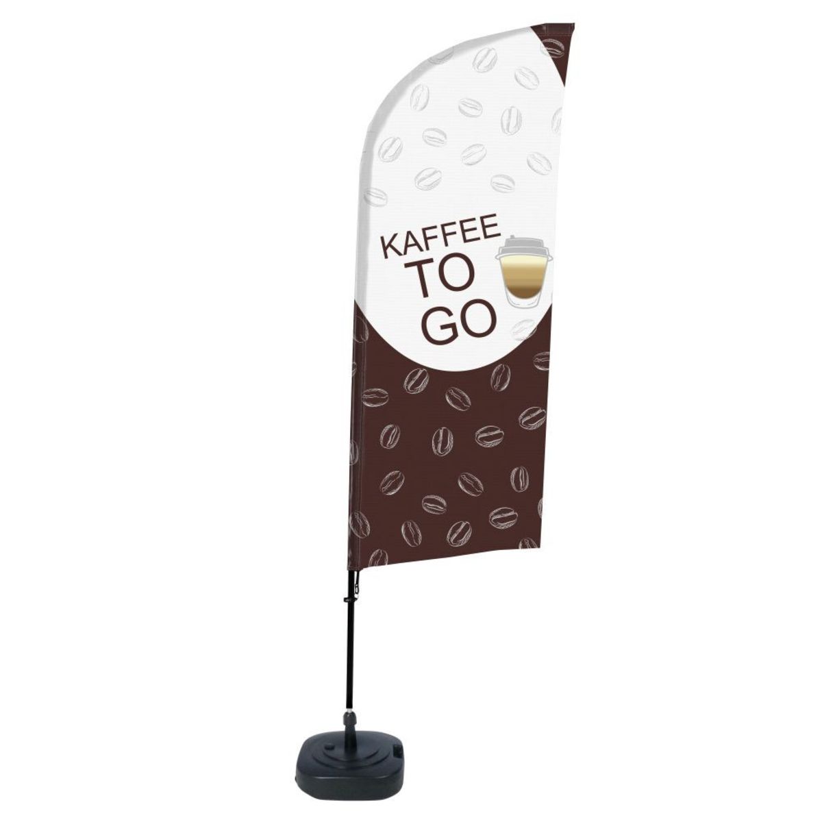 Foya Beachflag Alu Wind Komplett-Set Kaffee To Go Deutsch 89 cm (B); schwarz