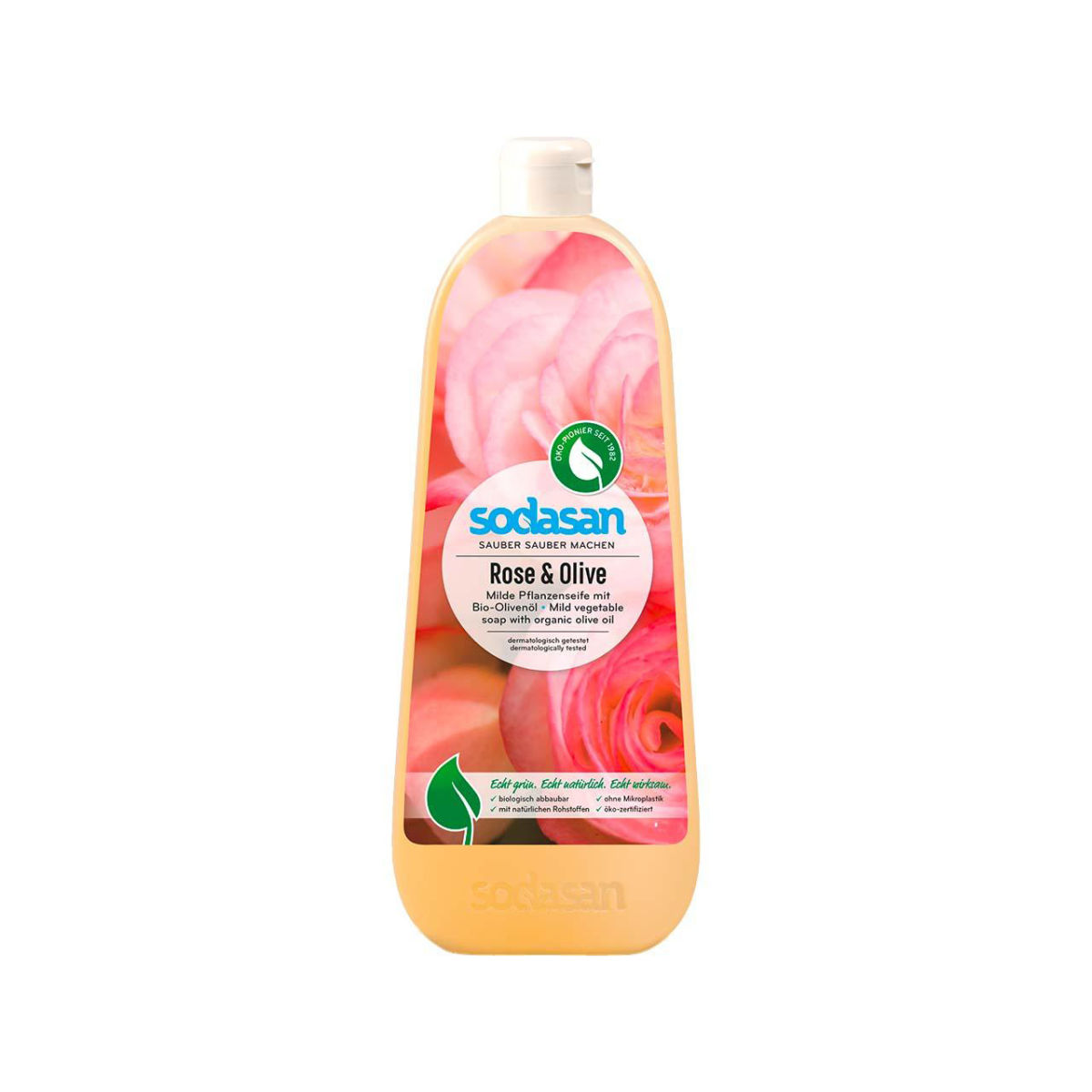 Sodasan Flüssigseife 'Rose & Olive', Nachfüllung, 1 l; 1000 ml, 1000 ml; gelb