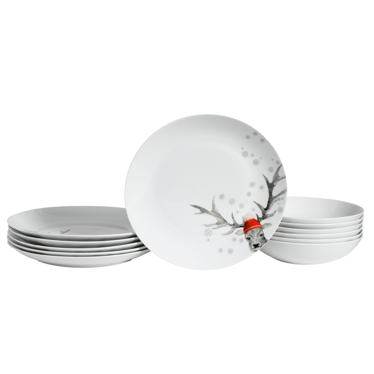 CreaTable Cervo (forma Luna) - servizio da tavola 12 pezzi; bianco