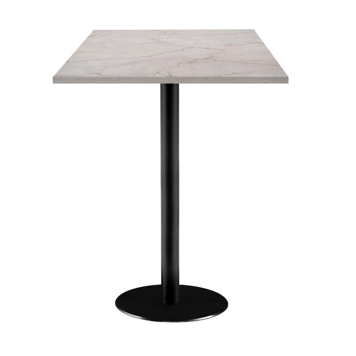 RestooTab Stehtisch Rome quadratisch - Dekor Stein 60x60x113 cm (LxBxH); Platte beige, Gestell schwarz; quadratisch