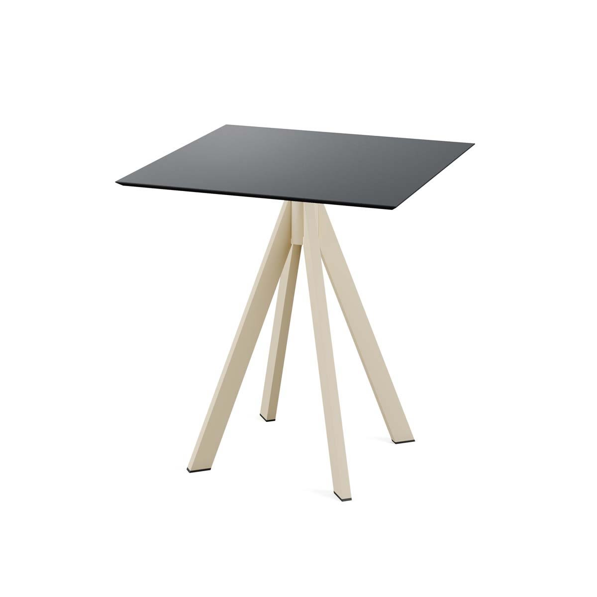 Feros Terrassentisch Infinity Sand Gestell + HPL quadratisch 70x70x73.2 cm (LxBxH); schwarz; rund