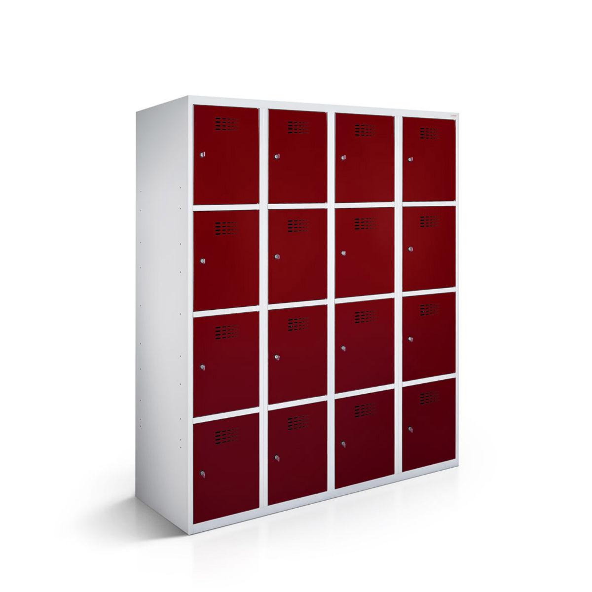 rotstahl Fächerschrank 16 Fächer mit lichtgrauem Korpus 120x50x180 cm (BxTxH); bordeaux