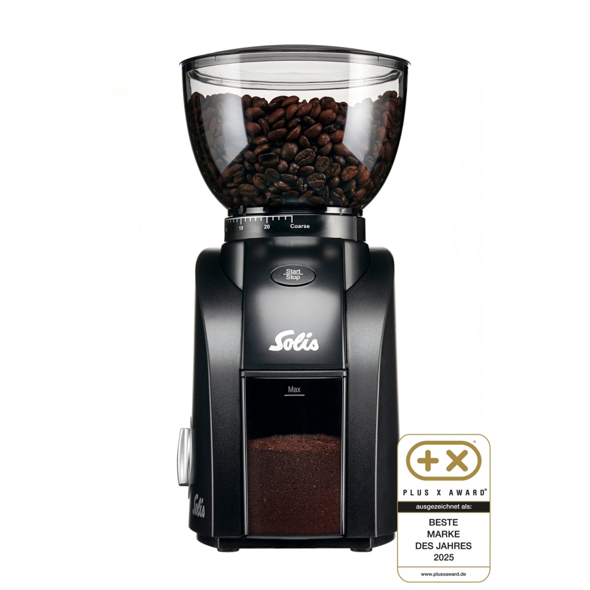 Solis Kaffeemahlwerk 24 Mahlgrade, Timer, Zero Static, Garben; 13x30x17 cm (LxBxH); schwarz