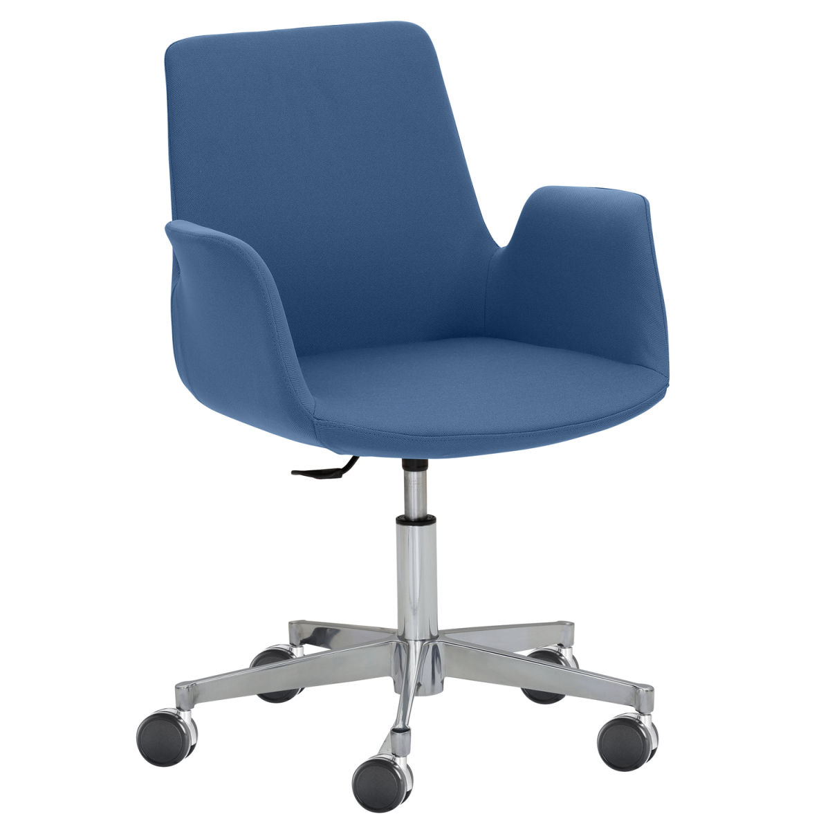 Mayer Sitzmöbel Sessel 2010, Polyester-Stoff, mit Armlehnen, drehbar 65x65x82 cm (BxTxH); Sitz blau, Gestell silber