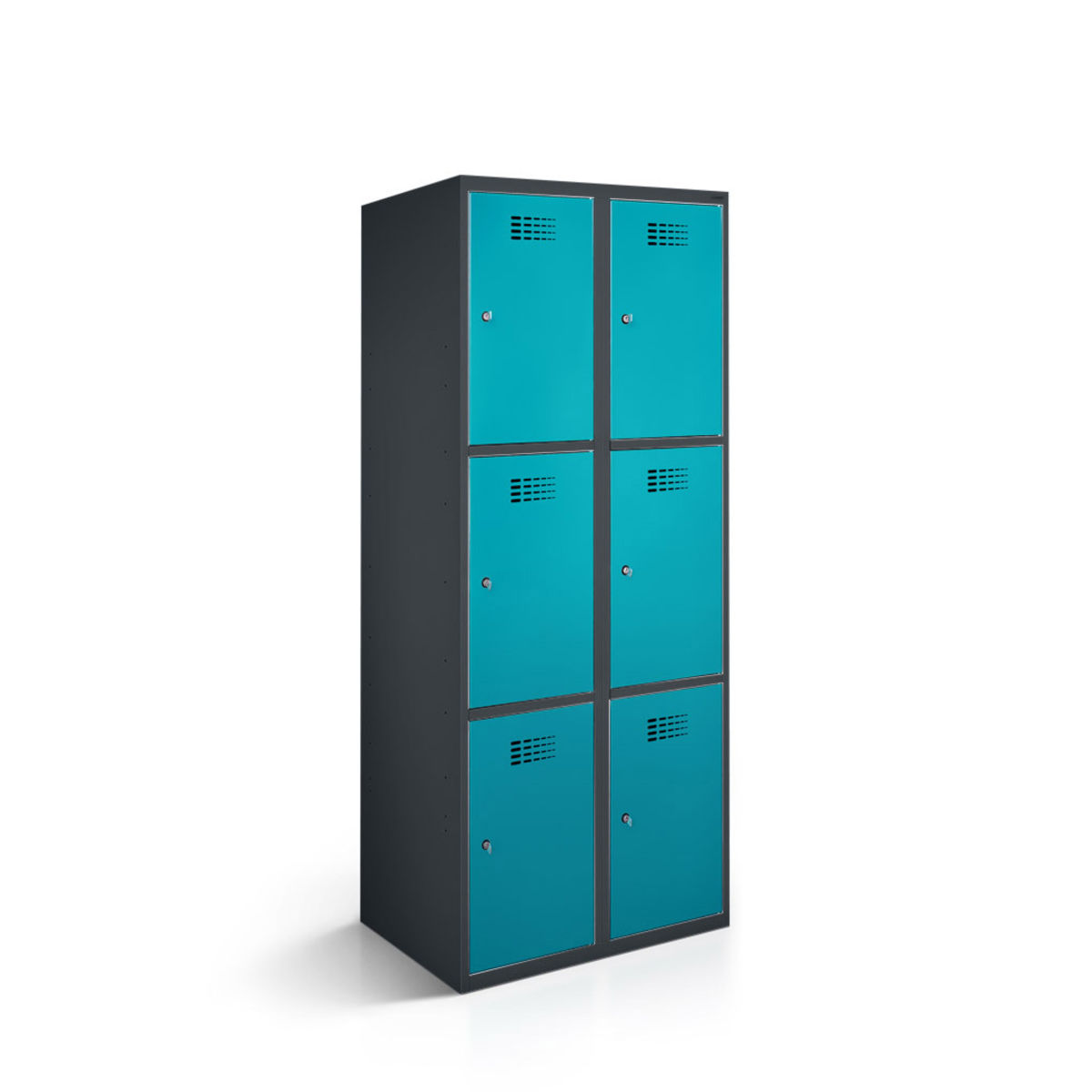 rotstahl Fächerschrank 6 Fächer mit anthrazitgrauem Korpus 60x50x180 cm (BxTxH); türkis
