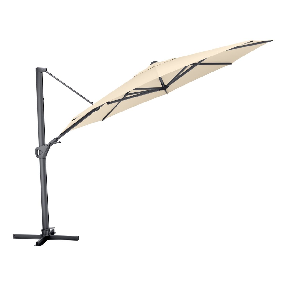 KETTLER Schirm UPF 50+ EASY SWING , mit PU-Beschichtung 350x350x350x260 cm (LxBxØxH); natur; Gestell anthrazit; rund; 3 Stück / Pack