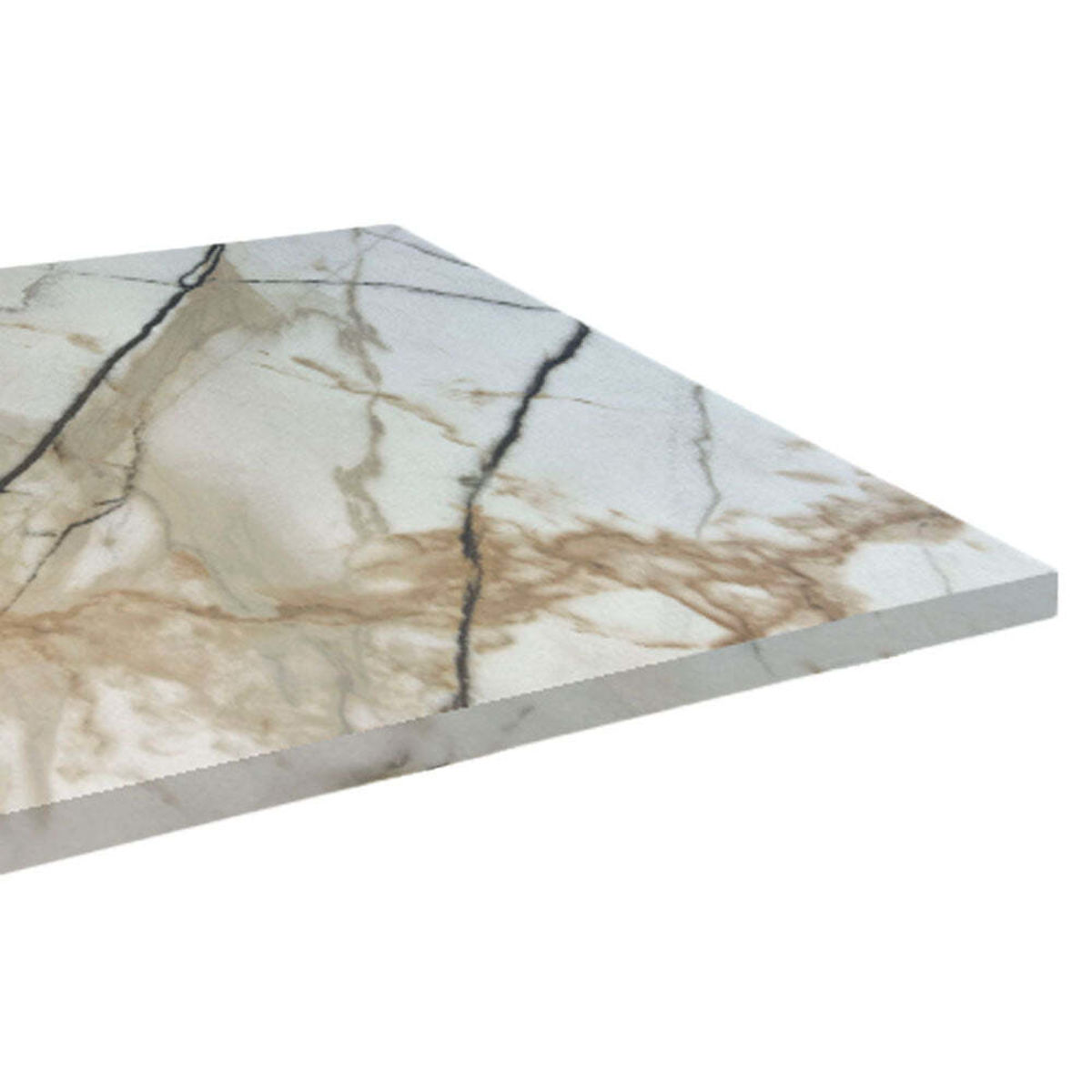 Piano tavolo quadrato, decoro in marmo RestooTab; 70x70 cm (LxL); bianco lana/grigio/marmorizzato; quadrata