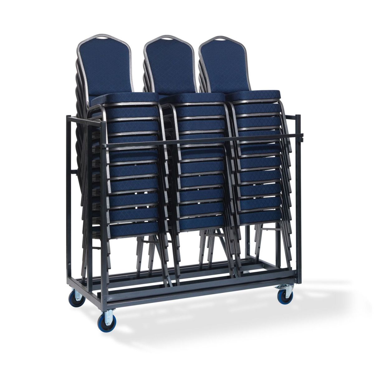 Carrello di trasporto per sedie impilabili, per un massimo di 30 sedie impilabili Feros; 95x64x169 cm (LxPxH); nero/argento