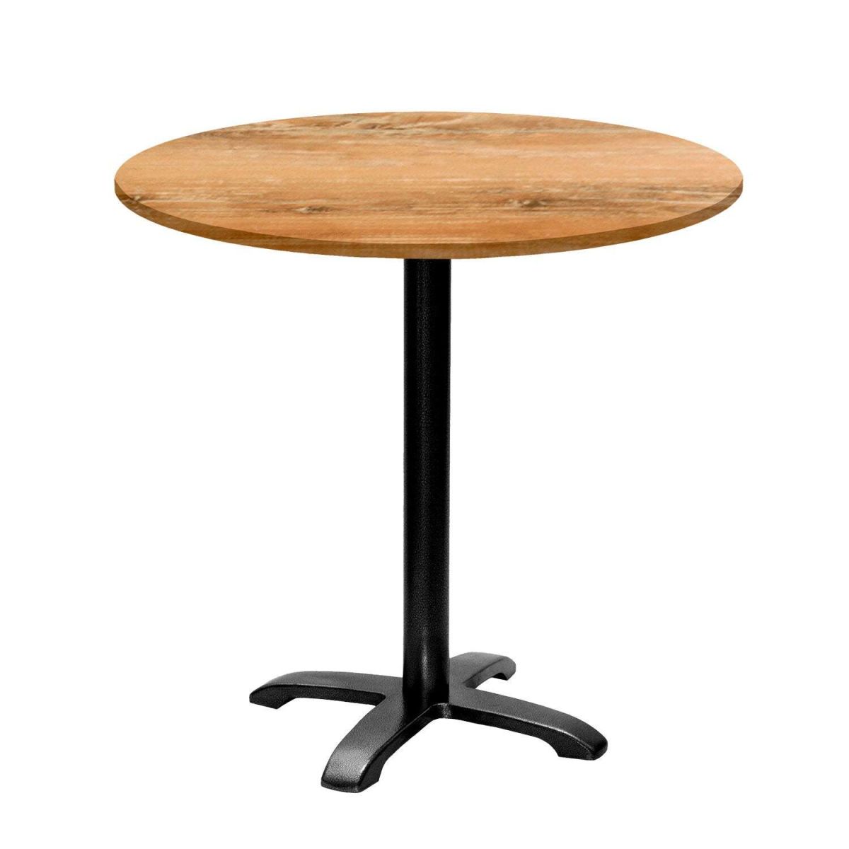 RestooTab Tisch Bazila rund - Dekor Holz 74x80 cm (HxØ); Platte eiche antik, Gestell schwarz; rund