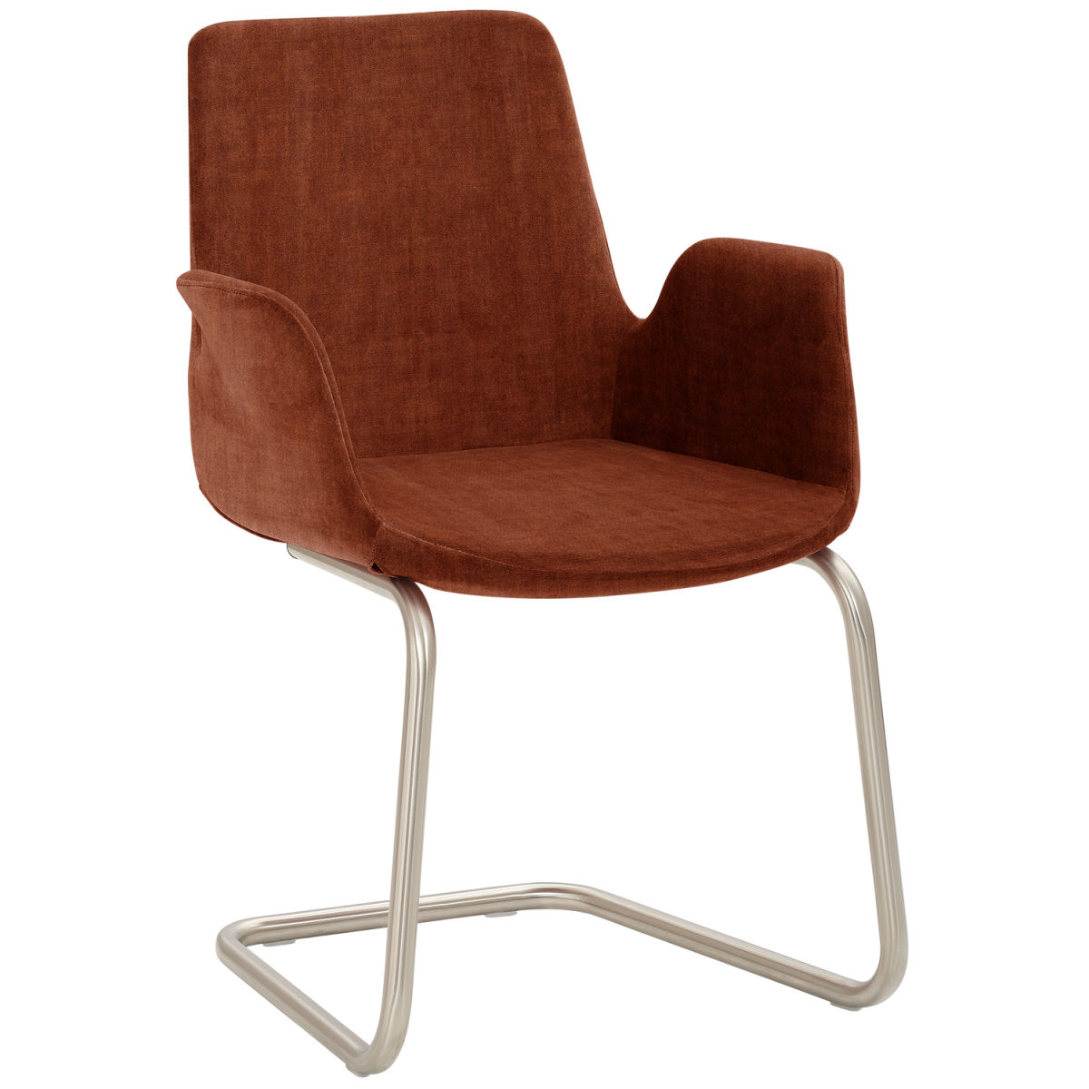 Mayer Sitzmöbel Sessel 2009 Polyester-Stoff, mit Armlehnen 58x56x86 cm (BxTxH); Sitz rostbraun, Gestell edelstahl