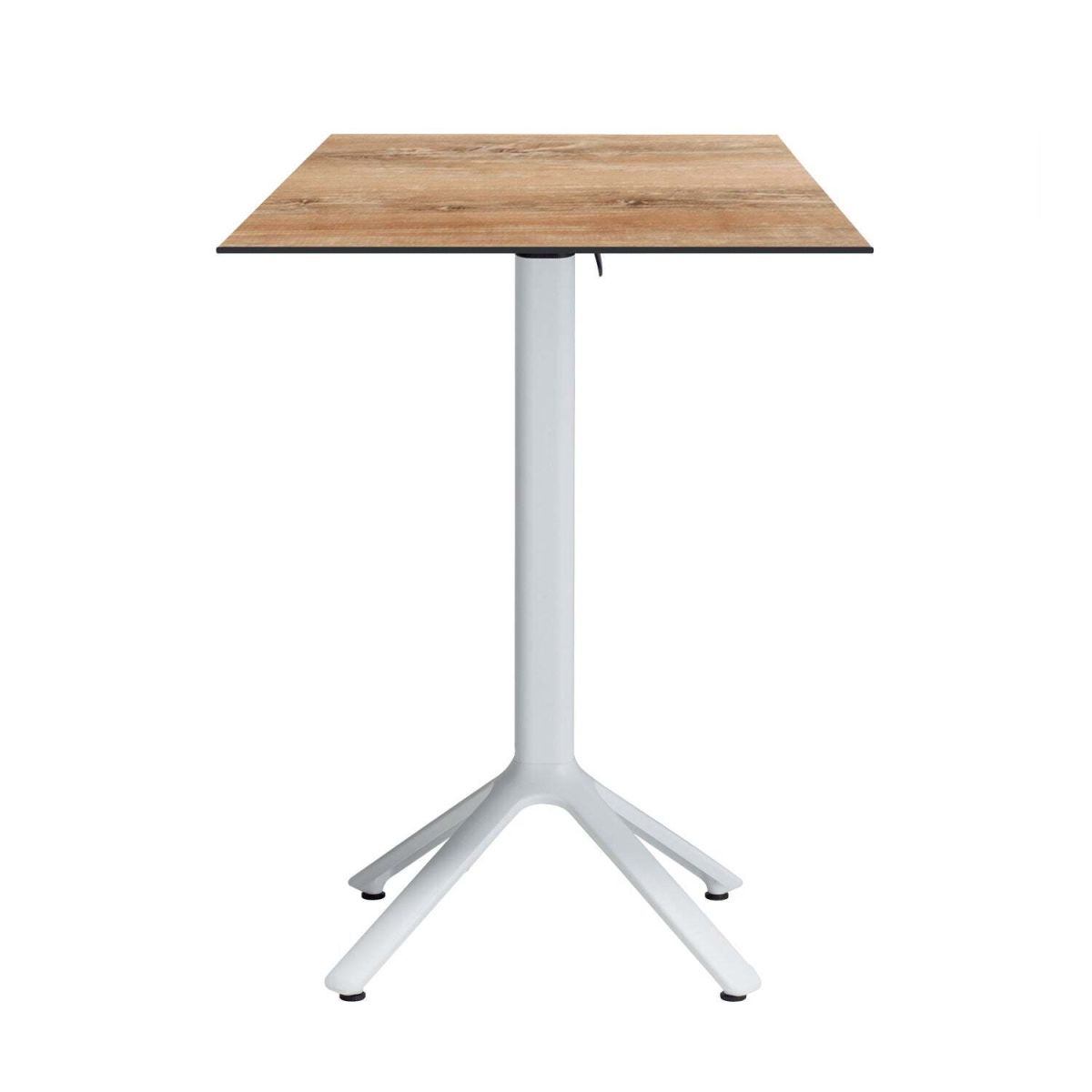Tavolo alto pieghevole Nemo bianco da esterno 60x60 RestooTab; 60x60x110 cm (LxLxH); Piano tavolo quercia antica, struttura bianco; quadrata