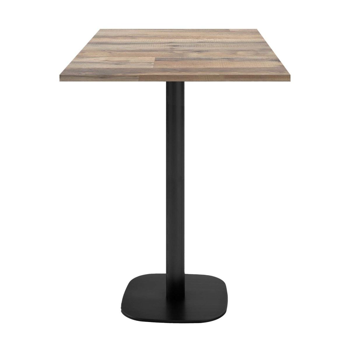 RestooTab Stehtisch Round quadratisch - Dekor Stein & Holz 60x60x113 cm (LxBxH); Platte eiche/vintage braun, Gestell schwarz; quadratisch
