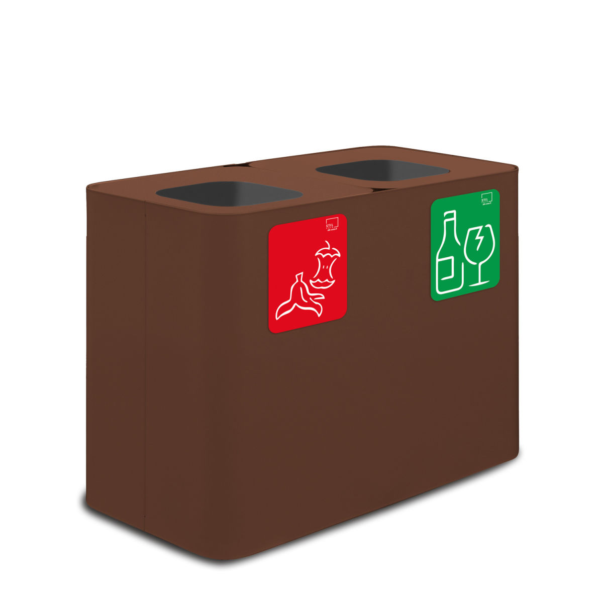 STIL CASA Stil Casa PURE Abfallsammelsystem, mit zwei Fächern 140 l, 77x39x50.5 cm (LxBxH); rostbraun; rechteckig