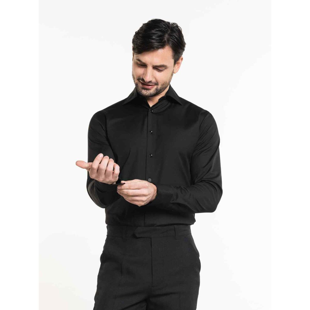 Chaud Devant Hemd Men Black Stretch; Kleidergröße L; schwarz