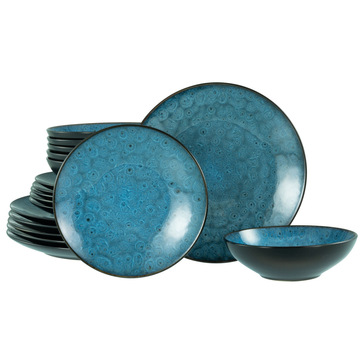 Capri - Set di piatti da 18 pezzi CreaTable; blu