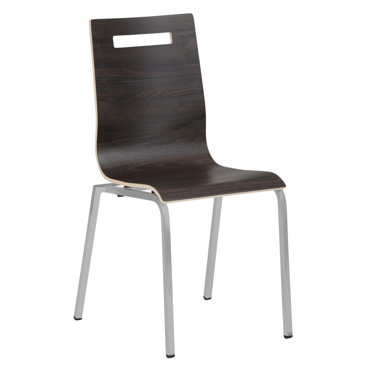 Mayer Sitzmöbel Stapelstuhl Besucherstuhl, Holz Braun 53x55x87 cm (BxTxH); Sitz wenge, Gestell silber