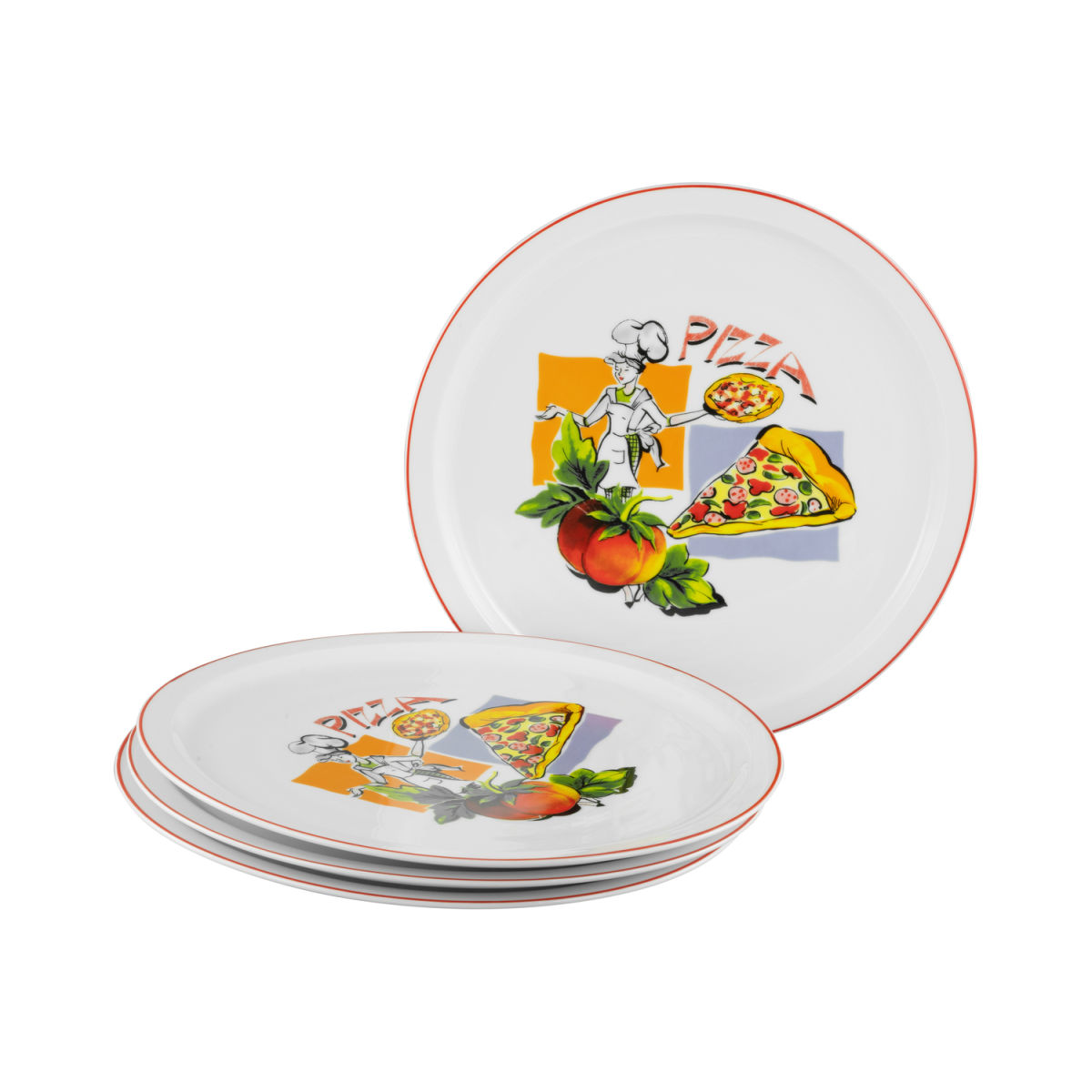 CreaTable Milano Sofia - Pizzateller 4-tlg 30x30x30x2 cm (LxBxØxH); mehrfarbig; rund; 4 Stück / Pack